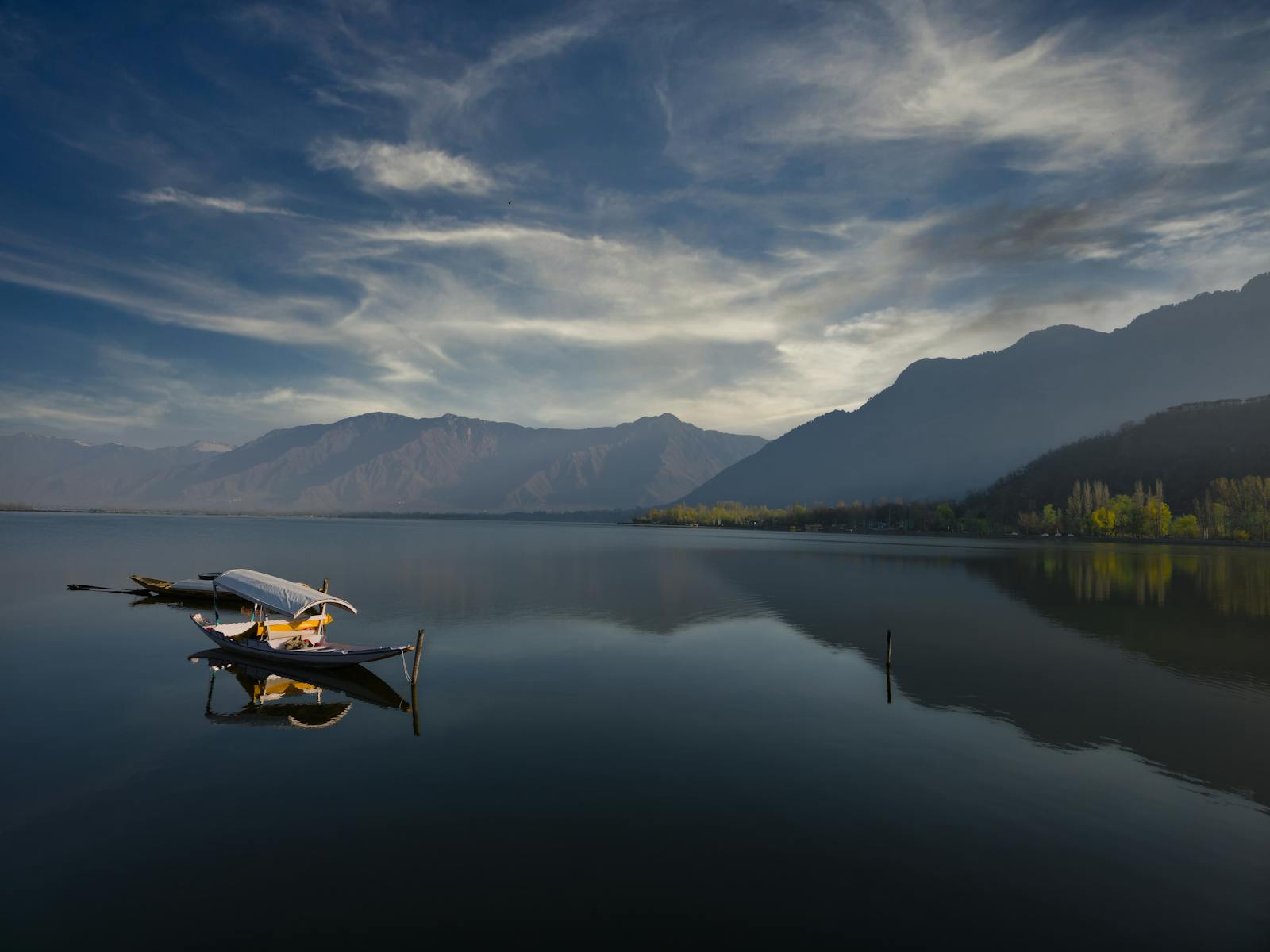 View of Boats on the Dal Lake, Srinagar, Jammu and Kashmir, India