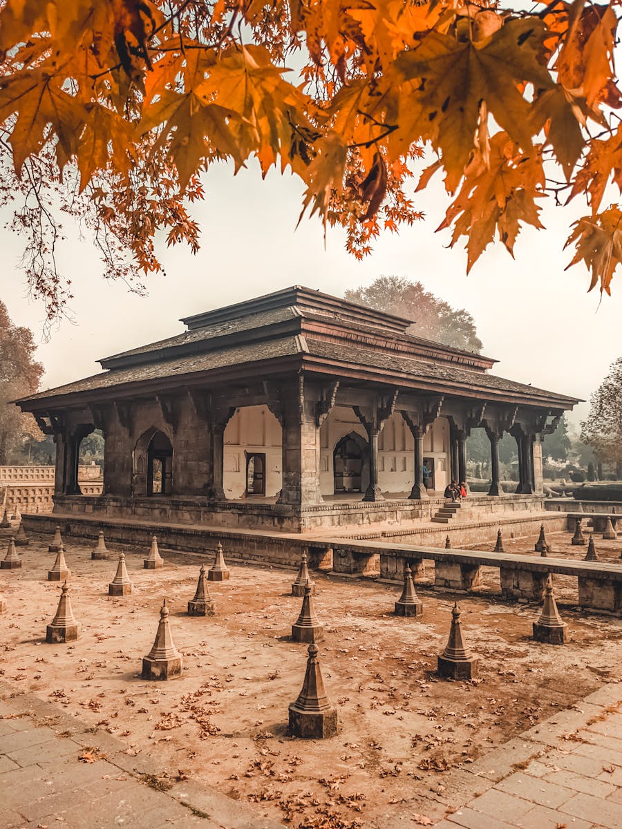 Marble Pavilion of Shalimar Bagh Mughal Garden in Srinagar India